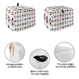 Toaster Cover, 2 Slice Toaster Cover Halloween Sugar Skull Day of The Dead Pattern Kitchen Small Appliance Covers, Dust and Machine Washable Bread Maker Cover (12w X 7.5d X 8h)