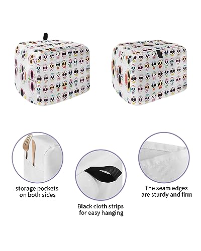 Toaster Cover, 2 Slice Toaster Cover Halloween Sugar Skull Day of The Dead Pattern Kitchen Small Appliance Covers, Dust and Machine Washable Bread Maker Cover (12w X 7.5d X 8h)