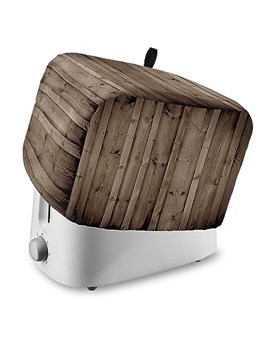 Toaster Cover, 2 Slice Toaster Cover Retro Wood Grain Printed Kitchen Small Appliance Covers, Dust and Machine Washable Bread Maker Cover (12w X 7.5d X 8h)