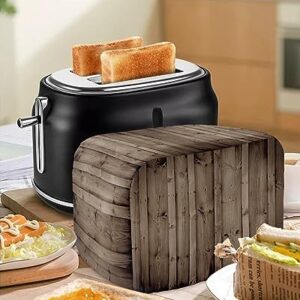 Toaster Cover, 2 Slice Toaster Cover Retro Wood Grain Printed Kitchen Small Appliance Covers, Dust and Machine Washable Bread Maker Cover (12w X 7.5d X 8h)