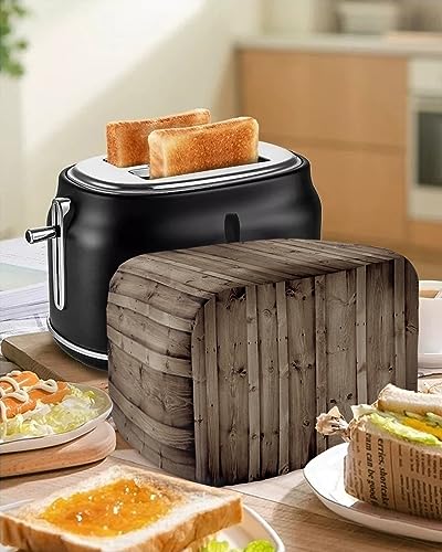 Toaster Cover, 2 Slice Toaster Cover Retro Wood Grain Printed Kitchen Small Appliance Covers, Dust and Machine Washable Bread Maker Cover (12w X 7.5d X 8h)