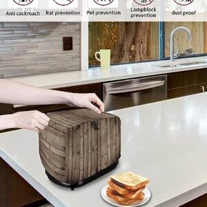 Toaster Cover, 2 Slice Toaster Cover Retro Wood Grain Printed Kitchen Small Appliance Covers, Dust and Machine Washable Bread Maker Cover (12w X 7.5d X 8h)