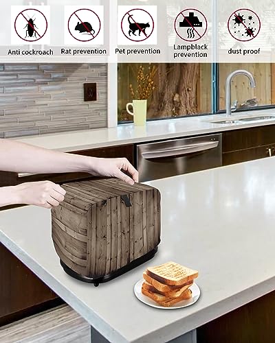 Toaster Cover, 2 Slice Toaster Cover Retro Wood Grain Printed Kitchen Small Appliance Covers, Dust and Machine Washable Bread Maker Cover (12w X 7.5d X 8h)