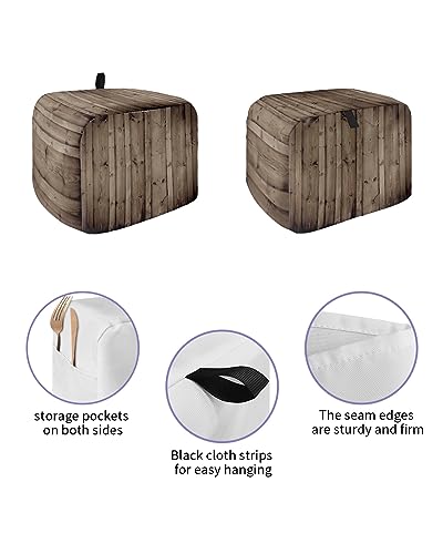 Toaster Cover, 2 Slice Toaster Cover Retro Wood Grain Printed Kitchen Small Appliance Covers, Dust and Machine Washable Bread Maker Cover (12w X 7.5d X 8h)