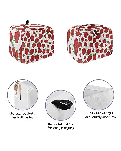 Toaster Cover, 4 Slice Toaster Cover Strawberry Pattern Kitchen Small Appliance Covers, Dust and Machine Washable Bread Maker Cover (12w X 11d X 8h)