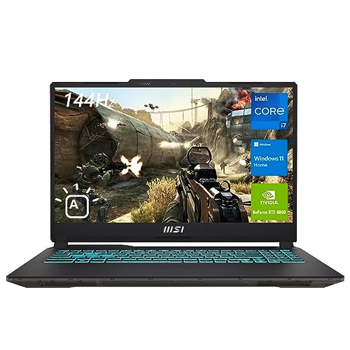 MSI Cyborg 15 Gaming Laptop, 15.6" FHD 144Hz Display, Intel Core i7-12650H, NVIDIA GeForce RTX 4060, 32GB DDR5 RAM, 1TB SSD, Webcam, Backlit Keyboard, Wi-Fi 6, Windows 11 Home, Translucent Black