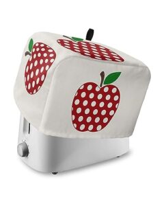 red apples toaster cover, 2 slice toaster cover simple polka dots apples kitchen small appliance covers, dust and machine washable bread maker cover (12w x 7.5d x 8h)