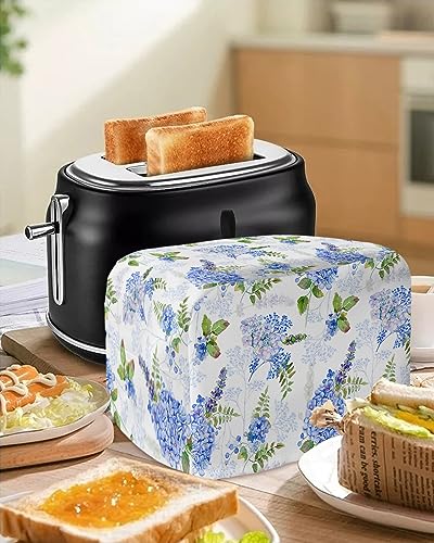 Hydrangea Toaster Cover, 4 Slice Toaster Cover Watercolor Flower Famr Style Kitchen Small Appliance Covers, Dust and Machine Washable Bread Maker Cover (12w X 11d X 8h)