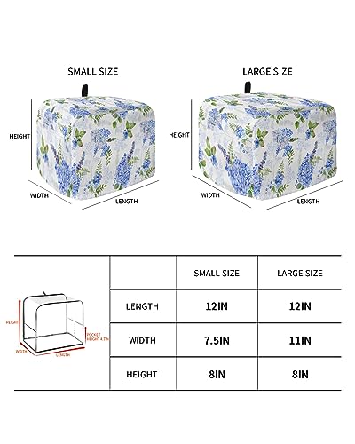 Hydrangea Toaster Cover, 4 Slice Toaster Cover Watercolor Flower Famr Style Kitchen Small Appliance Covers, Dust and Machine Washable Bread Maker Cover (12w X 11d X 8h)