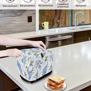 Hydrangea Toaster Cover, 4 Slice Toaster Cover Watercolor Flower Famr Style Kitchen Small Appliance Covers, Dust and Machine Washable Bread Maker Cover (12w X 11d X 8h)