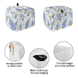 Hydrangea Toaster Cover, 4 Slice Toaster Cover Watercolor Flower Famr Style Kitchen Small Appliance Covers, Dust and Machine Washable Bread Maker Cover (12w X 11d X 8h)