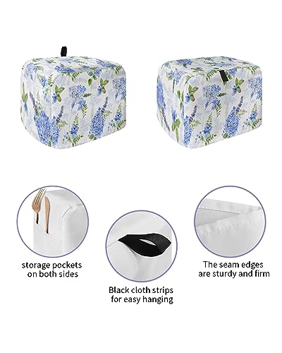 Hydrangea Toaster Cover, 4 Slice Toaster Cover Watercolor Flower Famr Style Kitchen Small Appliance Covers, Dust and Machine Washable Bread Maker Cover (12w X 11d X 8h)