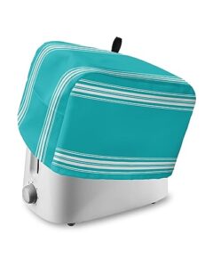 toaster cover, 4 slice toaster cover farmhouse aqua white stripe kitchen small appliance covers, dust and machine washable bread maker cover (12w x 11d x 8h)