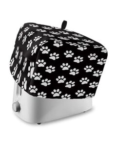 toaster cover, 4 slice toaster cover dog paw prints black and white kitchen small appliance covers, dust and machine washable bread maker cover (12w x 11d x 8h)