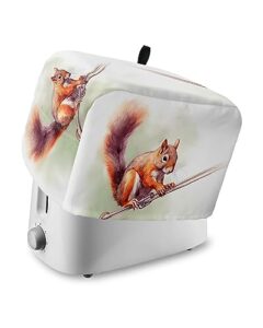 squirrel toaster cover, 4 slice toaster cover cute aniaml fall atutumn kitchen small appliance covers, dust and machine washable bread maker cover (12w x 11d x 8h)