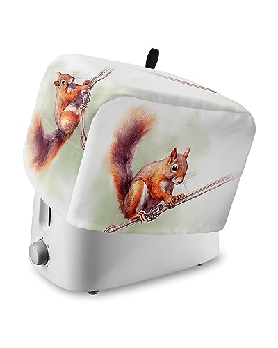 Squirrel Toaster Cover, 4 Slice Toaster Cover Cute Aniaml Fall Atutumn Kitchen Small Appliance Covers, Dust and Machine Washable Bread Maker Cover (12w X 11d X 8h)