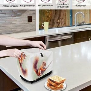Squirrel Toaster Cover, 4 Slice Toaster Cover Cute Aniaml Fall Atutumn Kitchen Small Appliance Covers, Dust and Machine Washable Bread Maker Cover (12w X 11d X 8h)