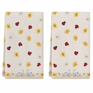 kitchen towels set of 2 spring daisy tea dish towels and dishcloths sets decorative tea towel summer plant colorful absorbent hand towels for kitchen drying bathroom decor gift 18x28 inch