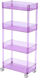 darzys rolling cart storage cart laundry room organization floor-standing storage trolley 4-tier mobile shelving unit quick assembly15.7 dx8.7 wx36.2 h (color : purple, size : 15.7" dx8.7 wx36.2 h)