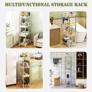 Rolling Cart Storage cart Clear Bookshelf Kitchen Rolling Storage Cart 2-5 Tier Standing Shelves Bathroom Shelf Organizer 14.6" Dx6.3 Wx15.3 H Clear ( Color : Clear , Size : 14.6"Dx6.3"Wx37.8"H )