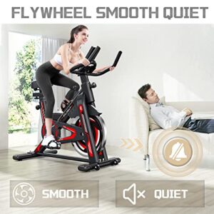 Exercise Bike-Stationary Indoor Cycling Bikes For Home Gym with pad Mount &Comfortable Seat Cushion,Exercise Equipment(Red)
