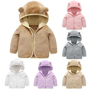 synia baby girls boys winter coat warm fleece jacket with bear's ear hooded cozy outwear for infant toddler 0-4 years toddler girl winter jacket winter jacket for girls grey 3-4 years
