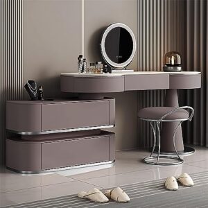 zgnbsd vanity set - luxury makeup table with smart mirror, storage, and vanity chair - premium solid wood bedroom vanity for her
