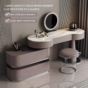 ZGNBSD Vanity Set - Luxury Makeup Table with Smart Mirror, Storage, and Vanity Chair - Premium Solid Wood Bedroom Vanity for Her