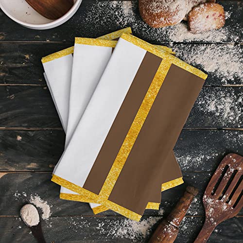 zzsunfeel Kitchen Towels Reversible for Drying Dishes, Brown Yellow Stripes Geometry Modern Art Set of 1 Dishcloths Cotton Hand Towels, Absorbent Dish Towels for Kitchen Counter Tea Towels 18"x 28"