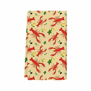 zzsunfeel kitchen towels reversible for drying dishes, red lobster succulents lemon summer set of 1 dishcloths cotton hand towels, absorbent dish towels for kitchen counter tea towels 18"x 28"