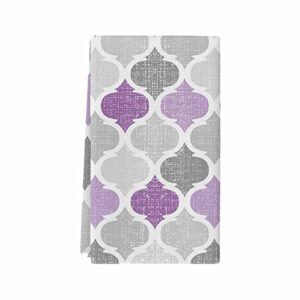 zzsunfeel kitchen towels reversible for drying dishes, purple grey geometry morocco set of 1 dishcloths cotton hand towels, absorbent dish towels for kitchen counter tea towels 18"x 28"