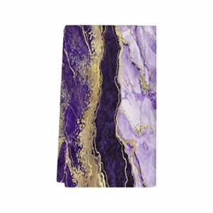 zzsunfeel kitchen towels reversible for drying dishes, purple gold abstract art marble texture set of 1 dishcloths cotton hand towels, absorbent dish towels for kitchen counter tea towels 18"x 28"