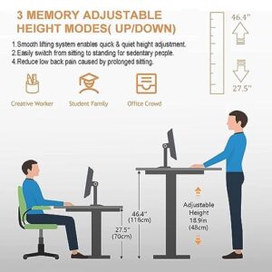 Height Adjustable Electric Standing Desk, Memory Computer Workstation Table, Stand Up Desk with Preset Controller & Headphone Hook, Sit to Stand Desk for Home Office (Single Motor with Desktop)