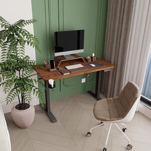 Height Adjustable Electric Standing Desk, Memory Computer Workstation Table, Stand Up Desk with Preset Controller & Headphone Hook, Sit to Stand Desk for Home Office (Single Motor with Desktop)