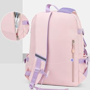 Wellhoope Kawaii Big Capacity Backpack Personalized Name Cute Aesthetic Backpack Bunny Outdoor Daypack Casual Travel Bag Laptop Backpack Pink Blue Black Purple Green