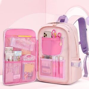 Wellhoope Kawaii Big Capacity Backpack Personalized Name Cute Aesthetic Backpack Bunny Outdoor Daypack Casual Travel Bag Laptop Backpack Pink Blue Black Purple Green