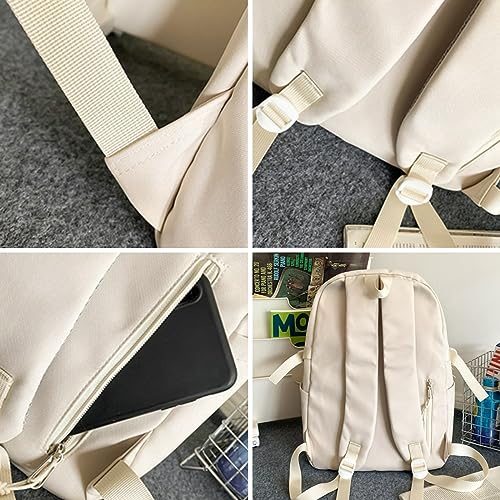 Verdancy Kawaii Backpack for School College Teens Students Travel Aesthetic Bookbag Cute Schoolbag Casual Daypack (White)