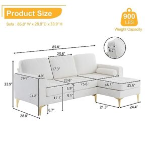 BeiXuan Modern Convertible Modular Sectional Sofa with Ottomans，Upholstery，3-Seat L Shaped Couch Sofa Bed for Living Room/Bedroom/Office/Apartment/Small Space，Boucle Yarn, Beige