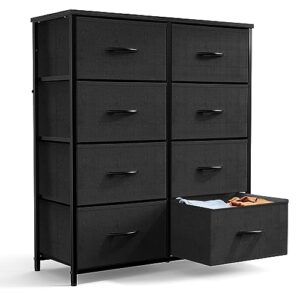 dresser - dresser for bedroom drawer dresser organizer storage drawers fabric storage tower with 8 drawers, chest of drawers with fabric bins, steel frame, wood top for bedroom, closet, entryway