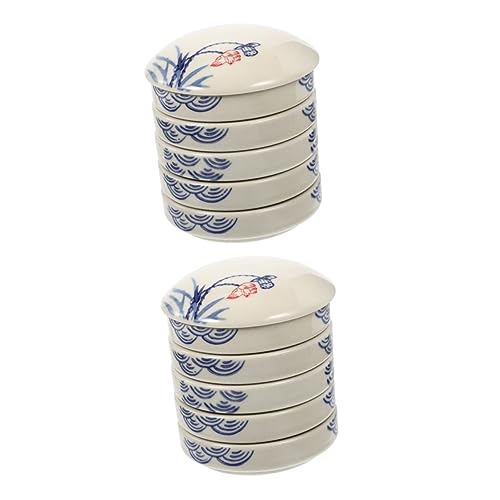 SEWACC 2 Sets Layer Ink Ceramic Students Mixers Plate Trays Porcelain Pigment Watercolor Coloring White Water A Holders Artist Tray Mixing Dish Lid Dishes Stacking Blue