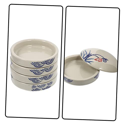 SEWACC 2 Sets Layer Ink Ceramic Students Mixers Plate Trays Porcelain Pigment Watercolor Coloring White Water A Holders Artist Tray Mixing Dish Lid Dishes Stacking Blue