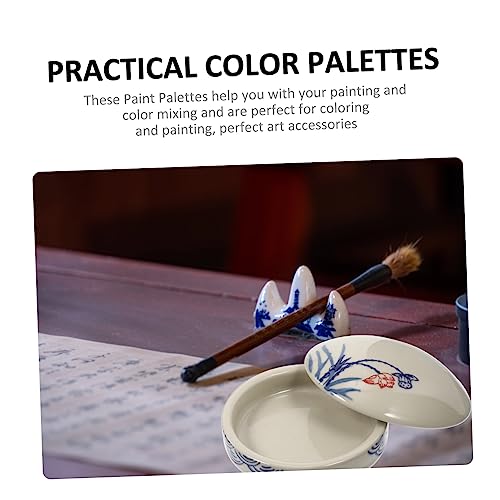 VILLCASE 3 Sets Trays Porcelain Container A Stack-able Students Water Fish White Color Paint -Layer Droplet Holding Artist Mixing Palettes Tray Dish Acrylic Coloring Oil