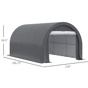 KFJBX 16' X 10' Carport, Heavy Duty Portable Garage/Storage Tent ， Garden Tools, Outdoor Work, Gray