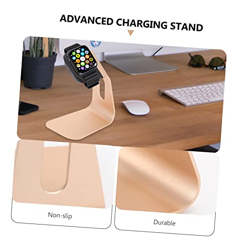 Charging Base 3pcs Gold Brackets Cable for Reloj Stand Holder Support Compatible with Apple Base Charging Smart Replacement Aluminium Watch Metal Dock Charger Alloy Watches Cradle
