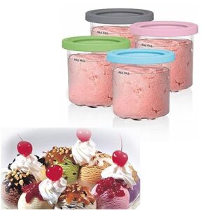 creami containers, for ninja creami pints 4 pack,16 oz ice cream containers with lids dishwasher safe,leak proof compatible with nc299amz,nc300s series ice cream makers