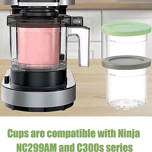 Creami Containers, for Ninja Creami Pints 4 Pack,16 OZ Ice Cream Containers with Lids Dishwasher Safe,Leak Proof Compatible with NC299AMZ,NC300s Series Ice Cream Makers