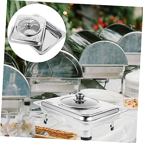 Buffet Server 1Pc Dinner Plate Stainless Steel Rectangular Chafing Dishes for Banquet Cold Food Buffet