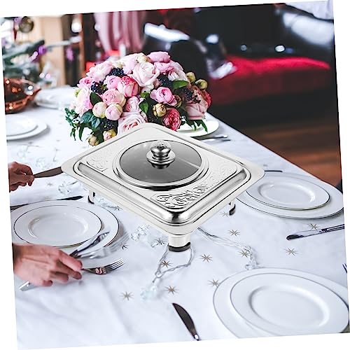 Buffet Server 1Pc Dinner Plate Stainless Steel Rectangular Chafing Dishes for Banquet Cold Food Buffet