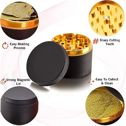 Grinder 2.5", Aluminum, Spice Grinder, Black Grinder, Premium grinder with magnetic lid, Spice Grinder for Cooking, Manual Grinder for spices, TwoRock -