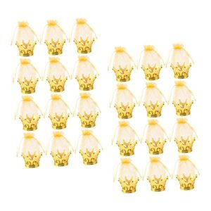 garneck 24pcs crown wedding candy gauze bag cake decorating plastic containers for desserts mini candy bags candy boxes baby shower gift bag yarn gifts bags party favor bags jewelry bags